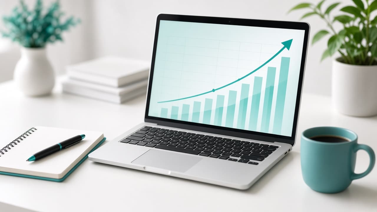 Website analytics dashboard showing search performance and traffic growth